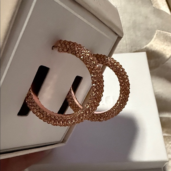 Dillard’s Sparkling Rose Gold Hoop Earrings - Picture 3 of 5